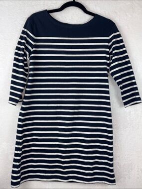 SEASALT The Sailor Tunic Dress 100% Organic Cotton 3/4 Sleeves Navy & White